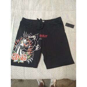 Ed Hardy Sweat Logo Shorts Lrg Black Y2K Logo